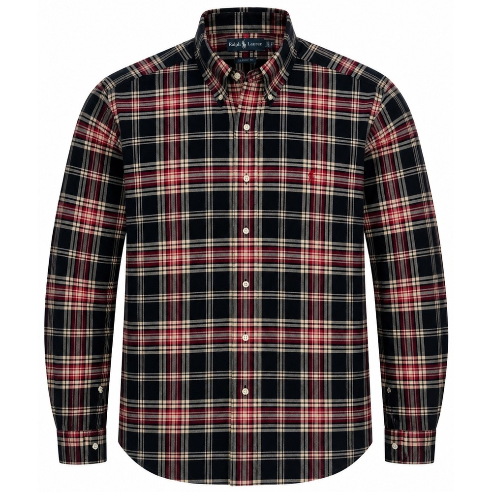 Polo Ralph Lauren Shirt Men XL Red Black Plaid‎ Button Down Classic Fit  (LS)